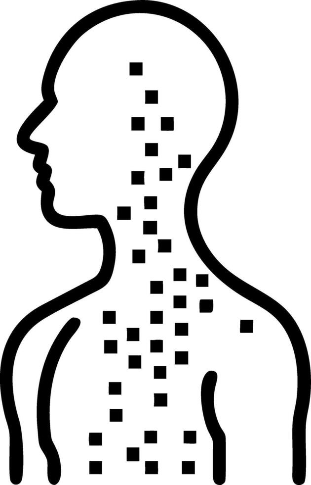 Soft abstract digital art of a human silhouette made of digital particles with bokeh effects and copy space symbolizing Science Fiction Day vector