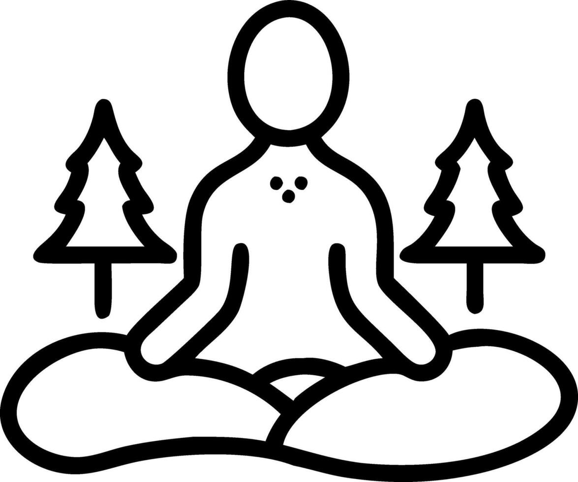 Silhouette of person meditating with bokeh forest background vector