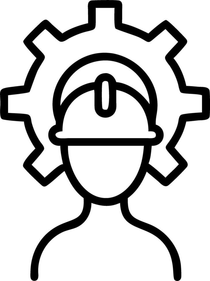 Silhouette of engineer with helmet facing abstract machinery background vector