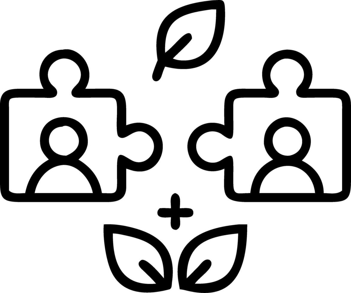 Reality close up of puzzle pieces with natural elements leaves stones being connected by team members emphasizing harmony and teamwork copy space below Set 2 vector