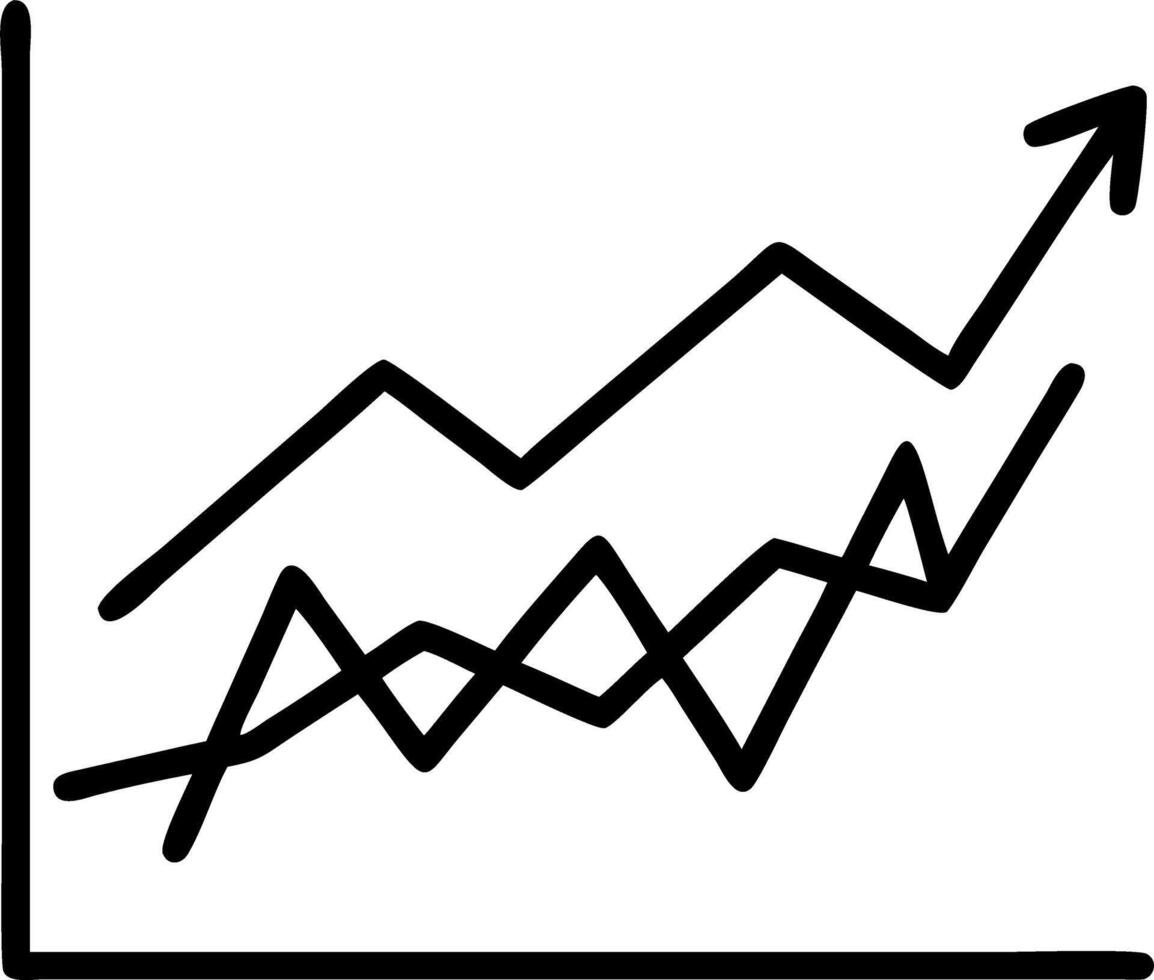 Plain black background with white rising line chart vector