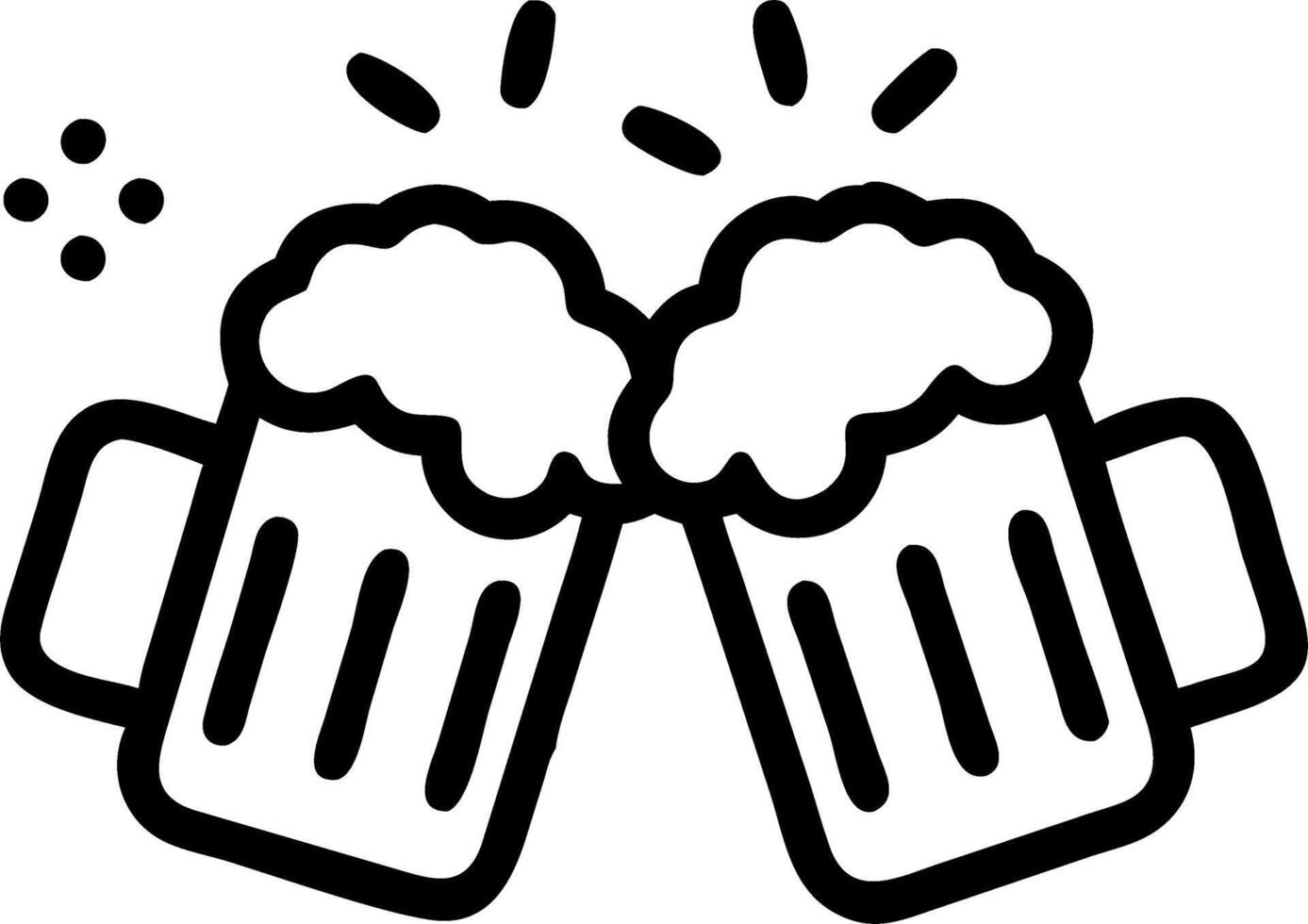Plain background with toasting beer mugs and confetti copy space above vector