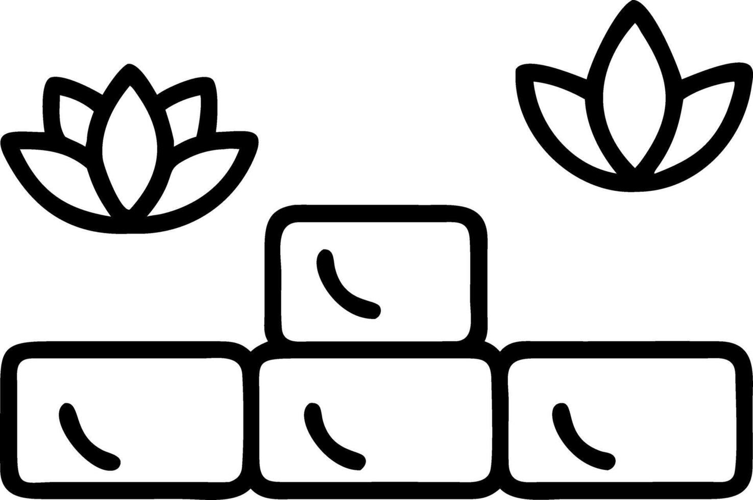 Plain background with arranged yoga blocks and meditation cushions copy space above vector