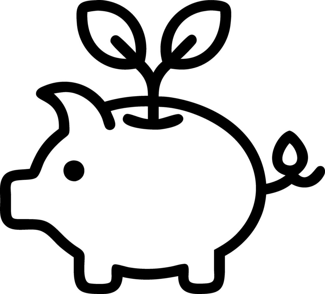 Plain background with piggy bank and growing plant vector