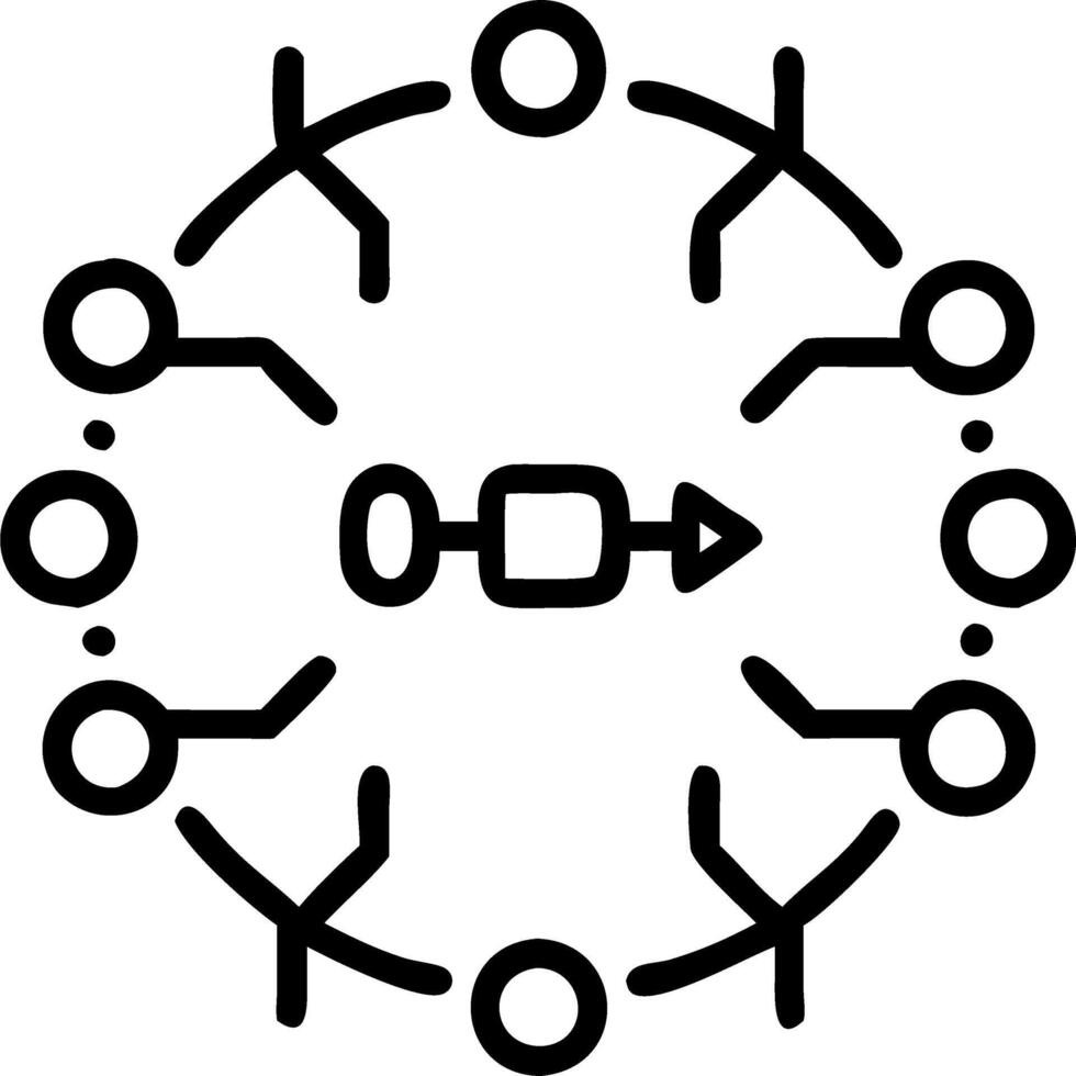 Plain beige background with digital icons arranged in a circular flow to represent transformation vector