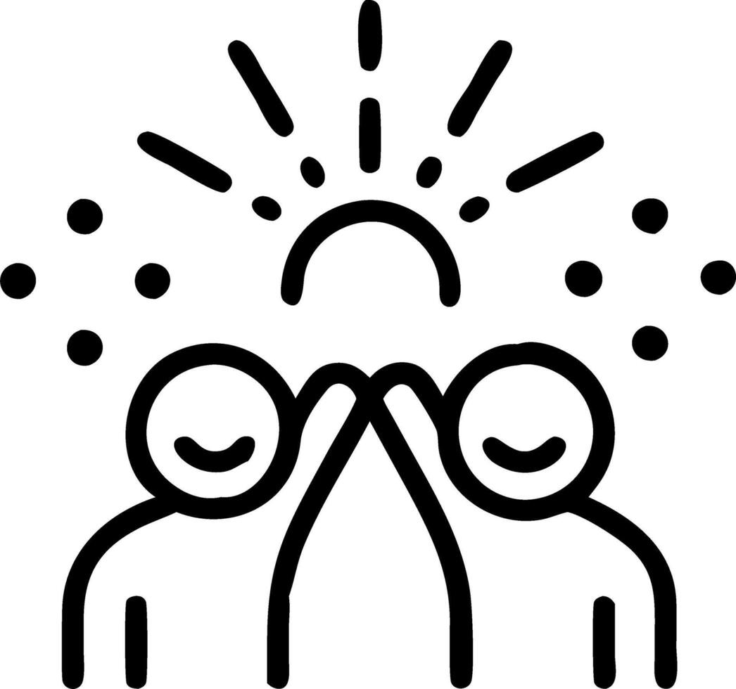 Portrait of friends laughing with fireworks in background copy space above vector