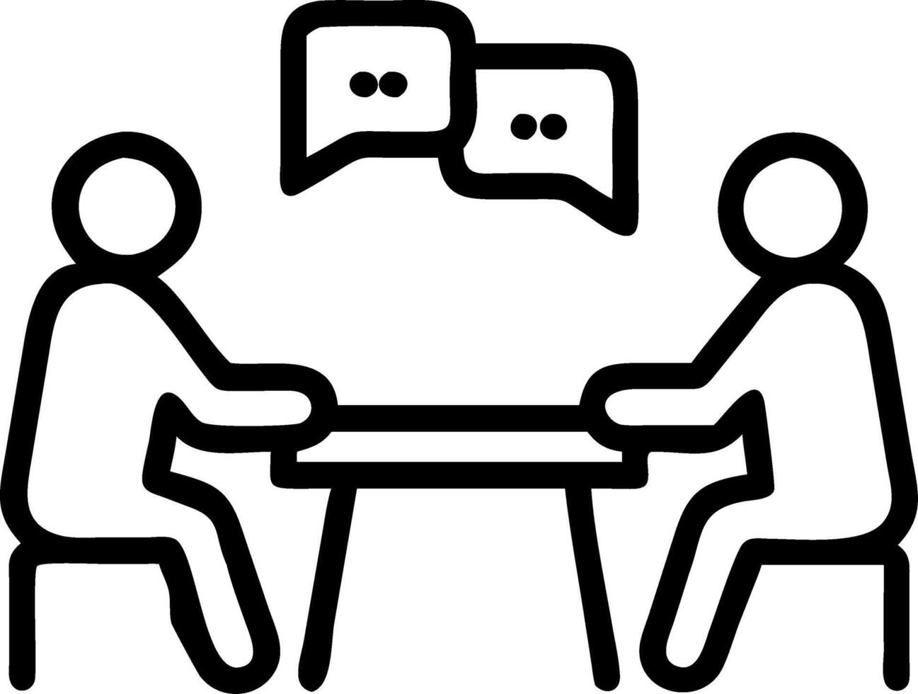 Professionals discussing project around a table in open workspace copy space below vector
