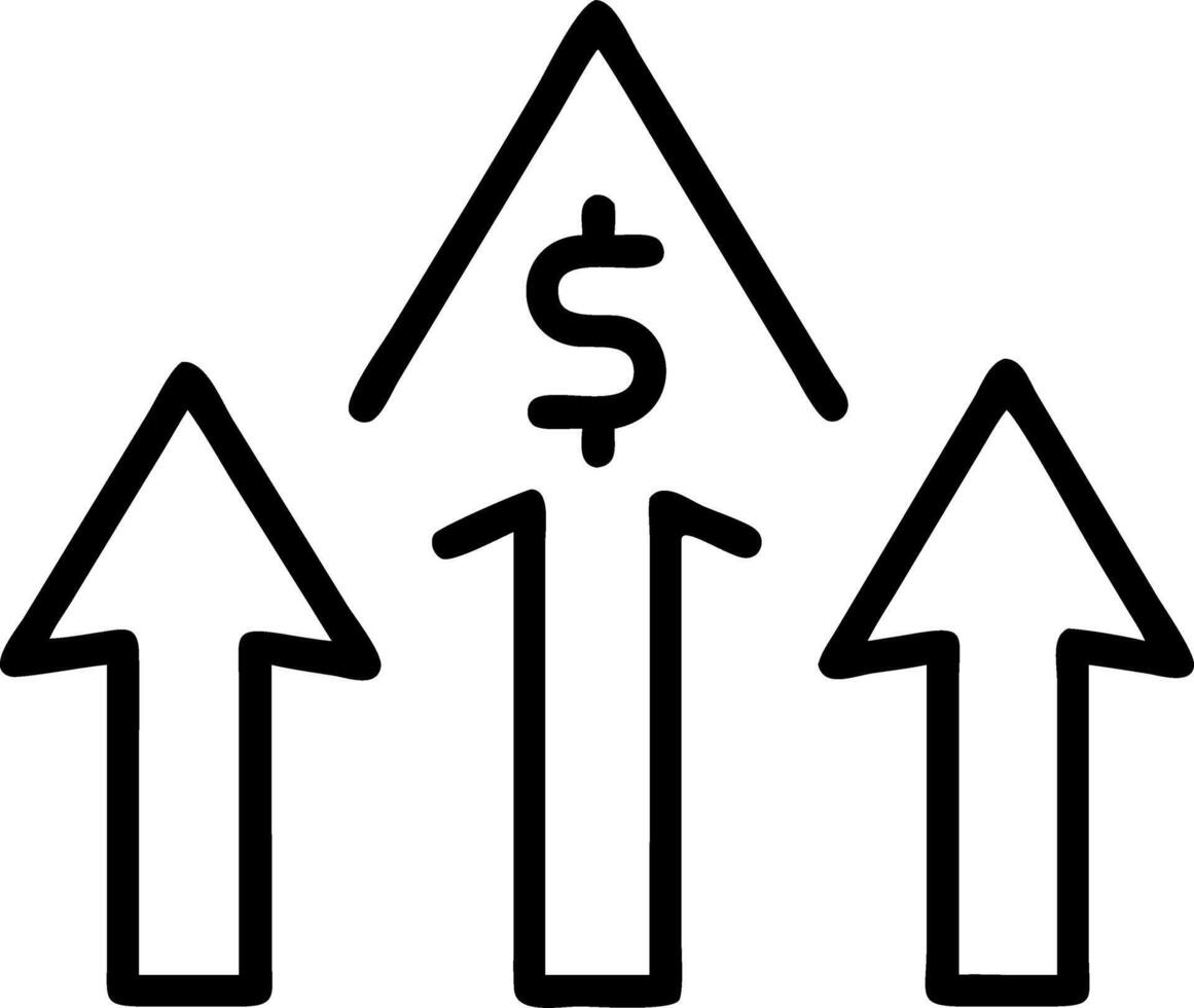 Plain white background with upward pointing financial goal list vector