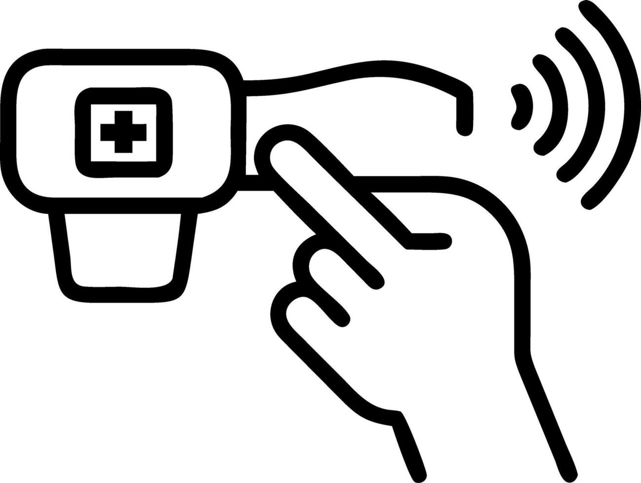 Nurse scanning patient wristband with handheld device vector