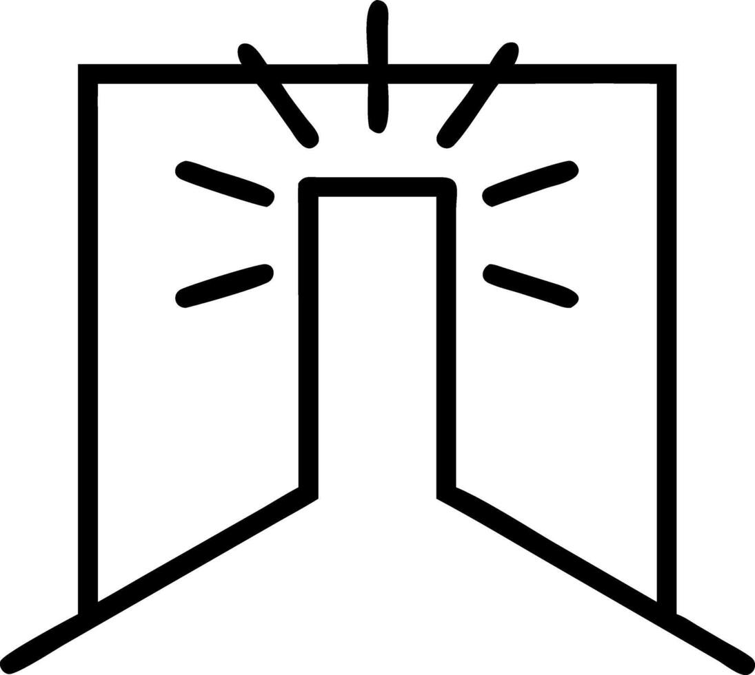 Plain background with an open doorway emitting light copy space above vector