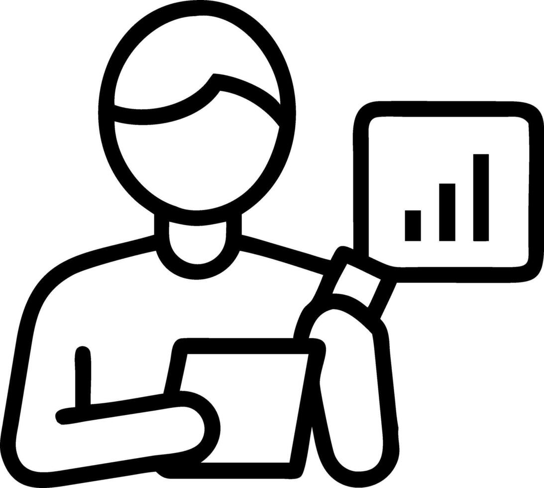 Plain background of a project manager analyzing big data on a tablet in a minimalist office with copy space vector