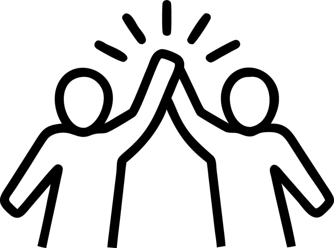 Plain background featuring group high fiving copy space below. vector