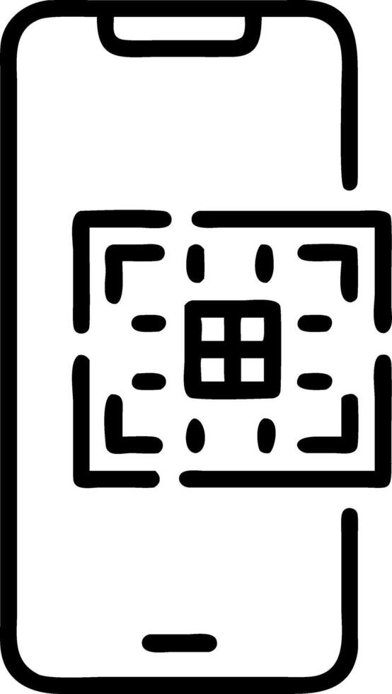 Macro shot of QR code being scanned by a smartphone in retail setting vector