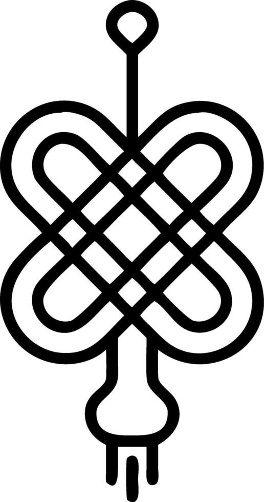 Macro shot of traditional Chinese knot with modern LED lights intertwined copy space above. Set 2 vector