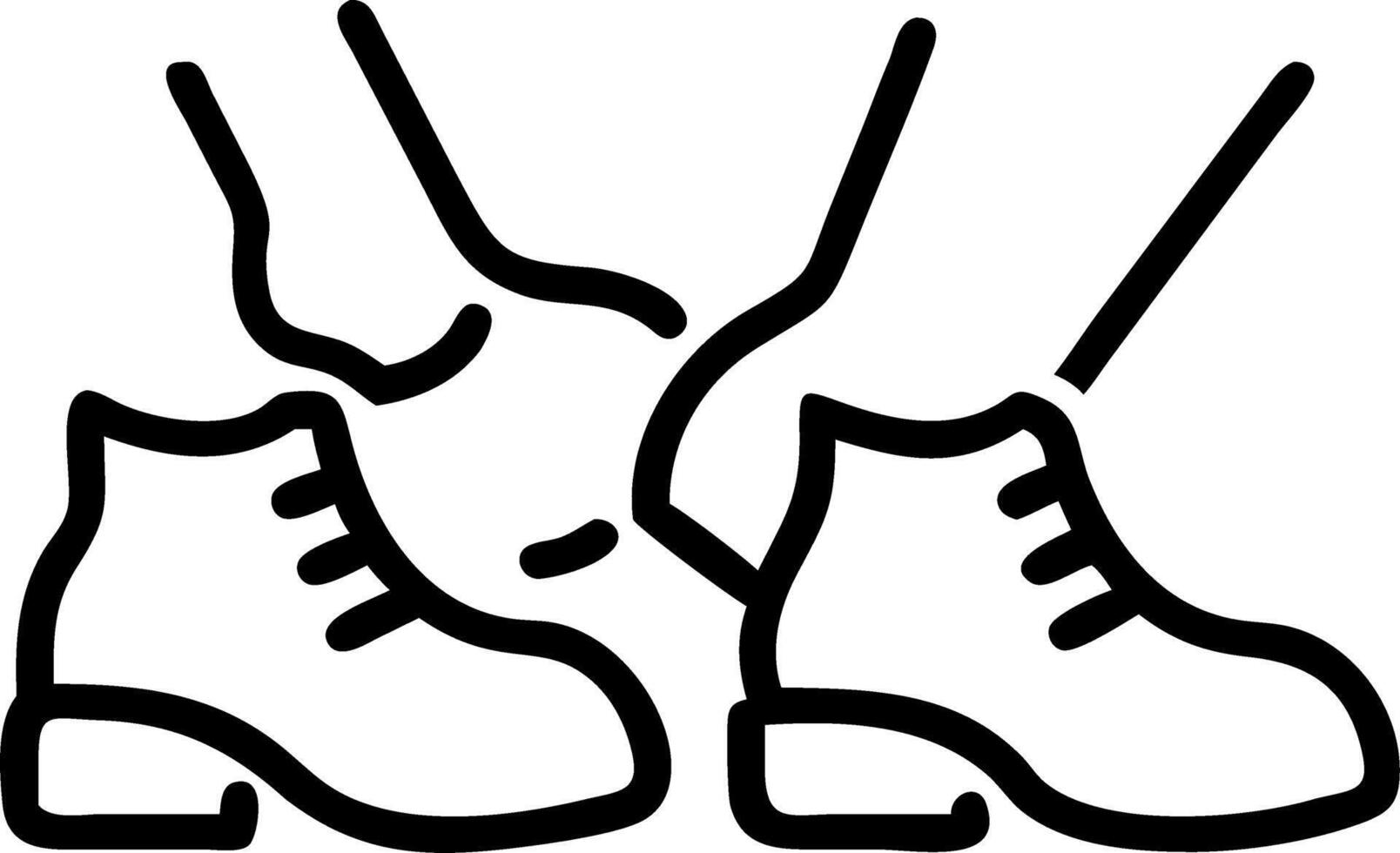 Macro shot of friends feet in hiking boots on trail copy space below. vector