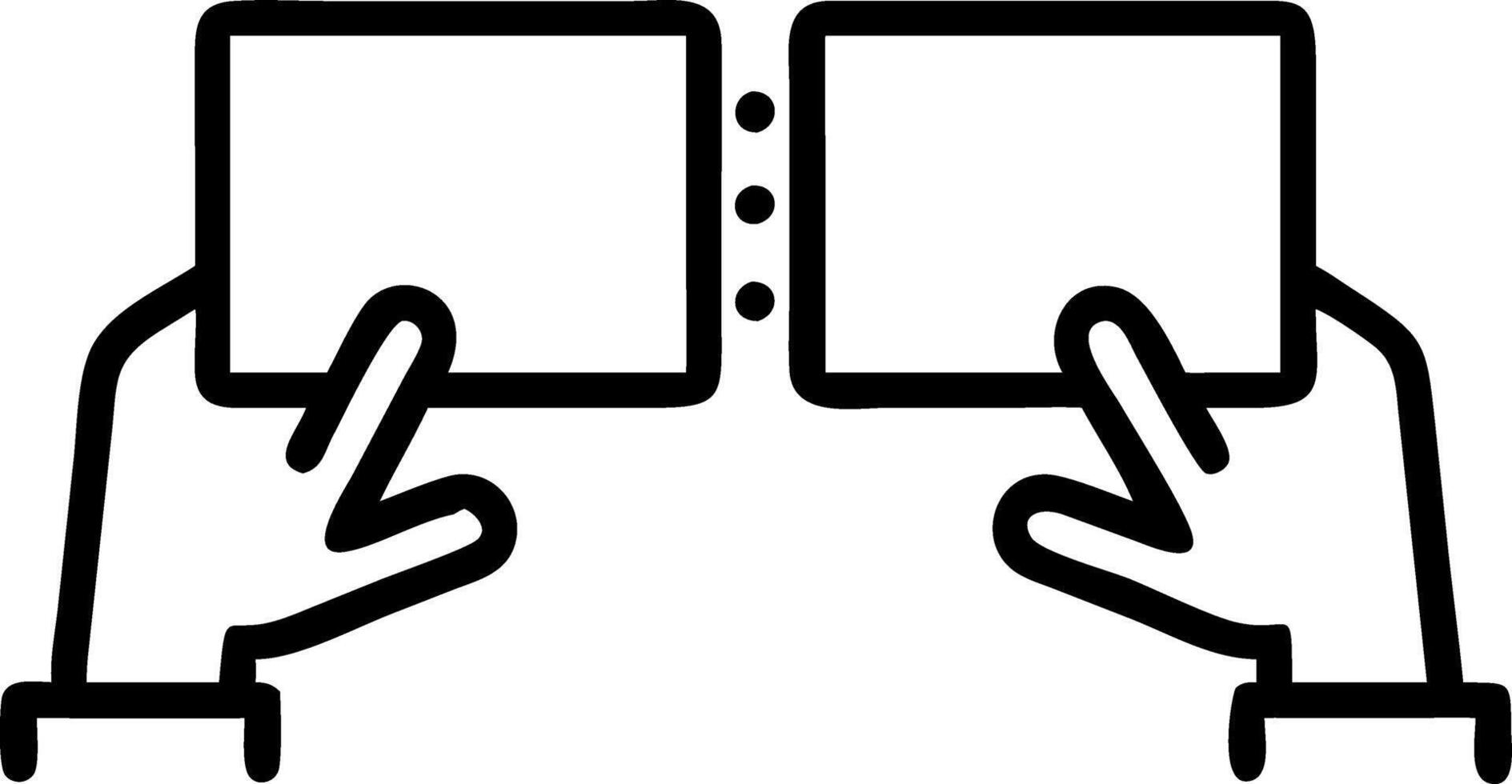 Macro shot of hands using dual monitors for collaborative digital design copy space on left vector