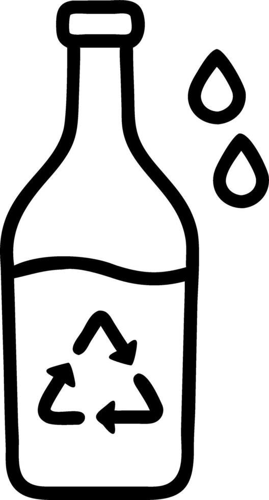 Macro shot of glass recycling symbol on a bottle with water droplets vector