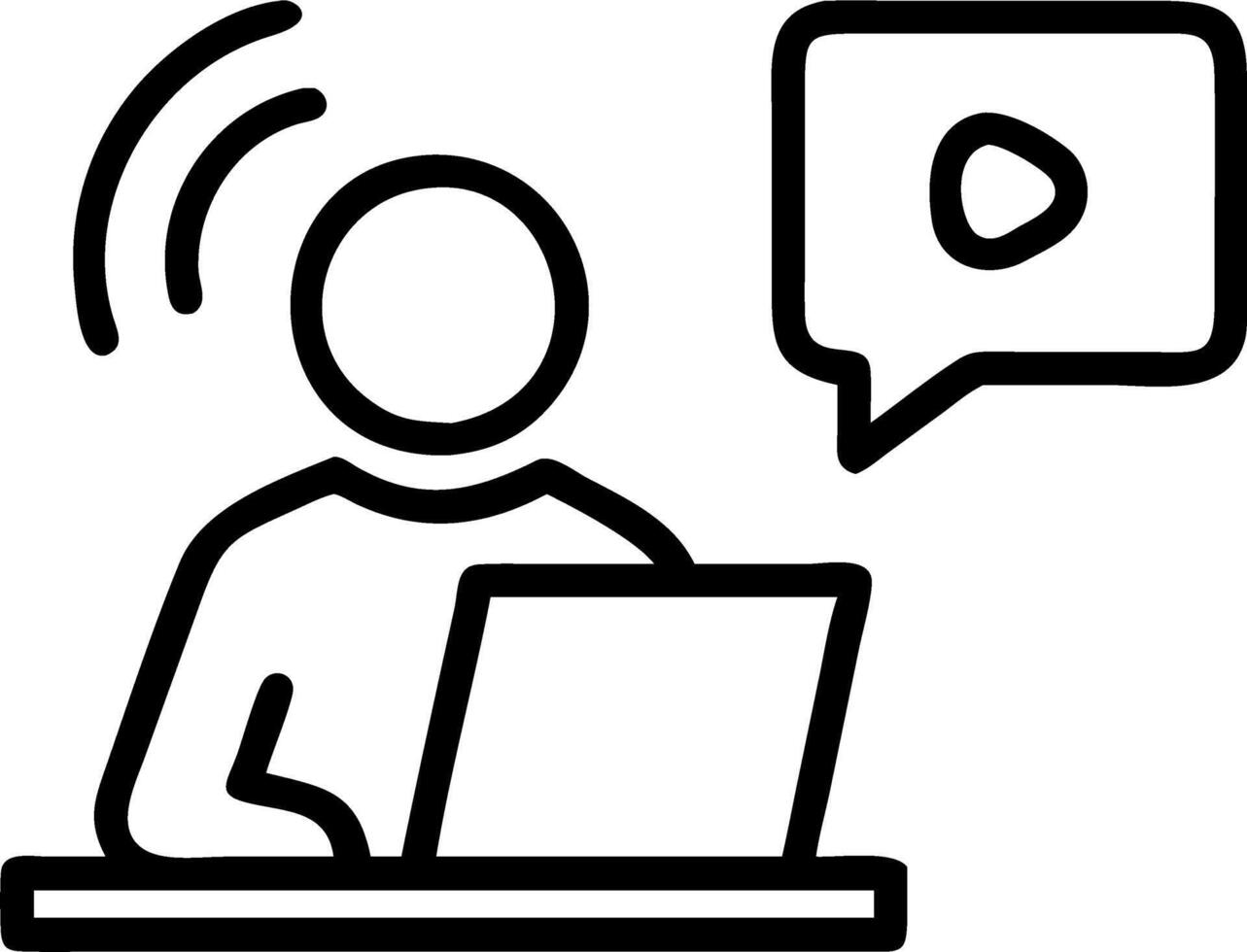 Marketer conducting webinar with laptop at home copy space on screen vector