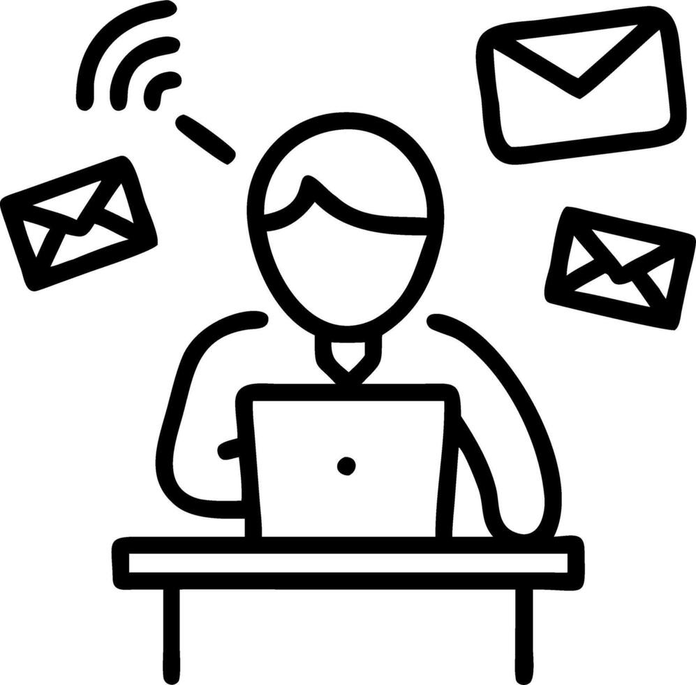 Manager receiving constant phone calls and emails Set 3 vector