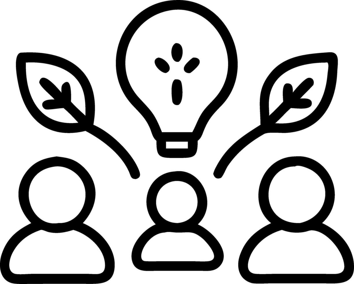 Marketing team brainstorming eco friendly campaign ideas in nature inspired workspace vector