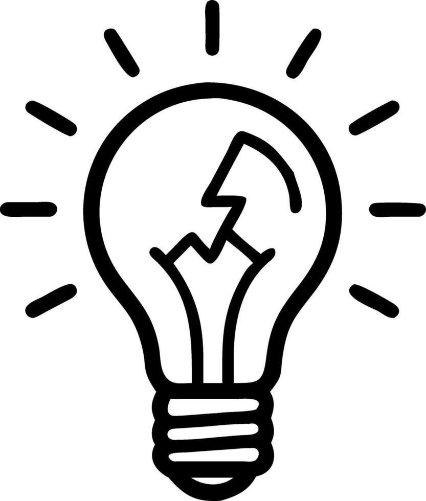 Macro of a lightbulb filament sparking symbolizing sudden idea and realization with copy space vector
