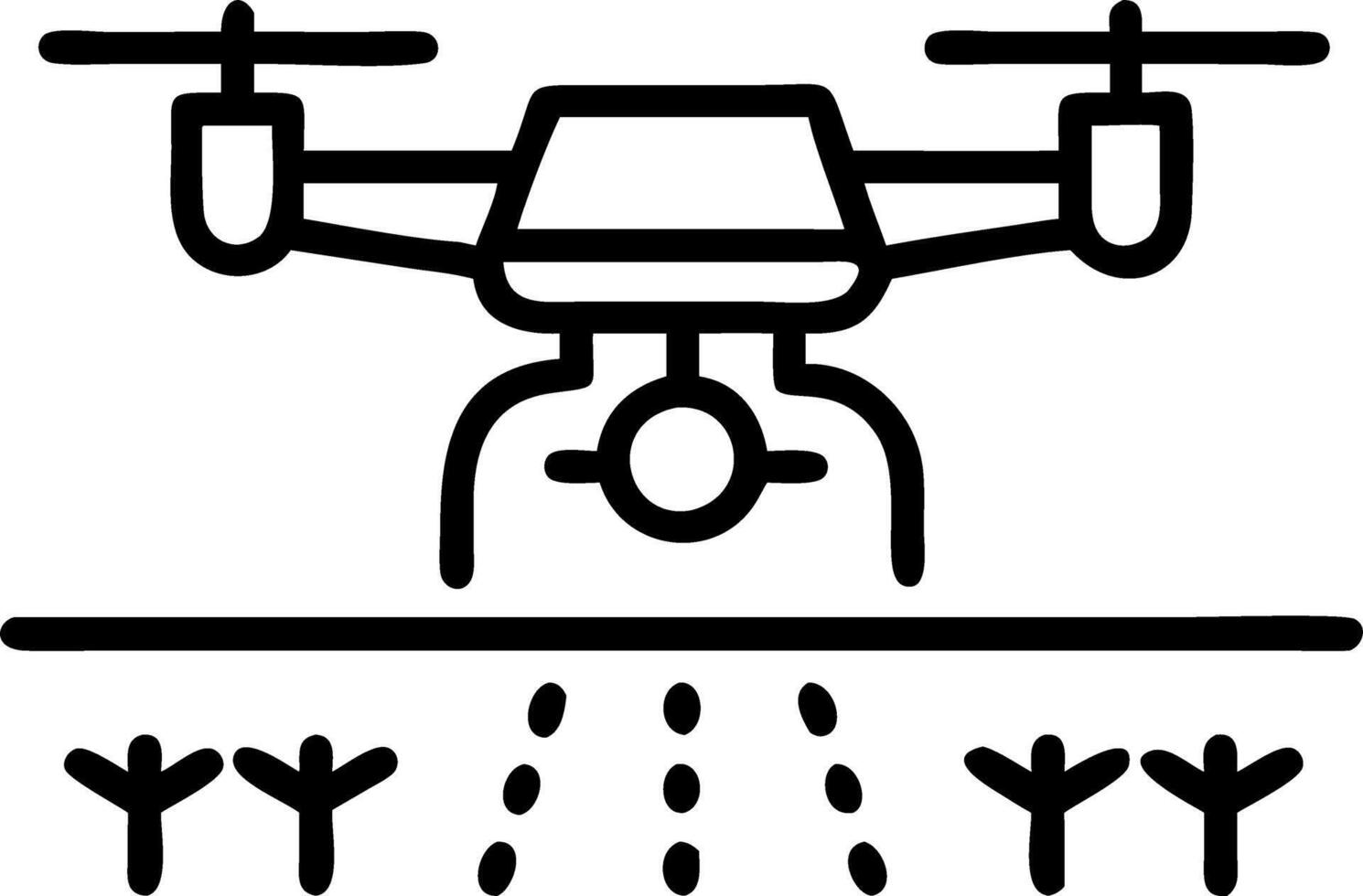 Macro of drone monitoring crops from above vector