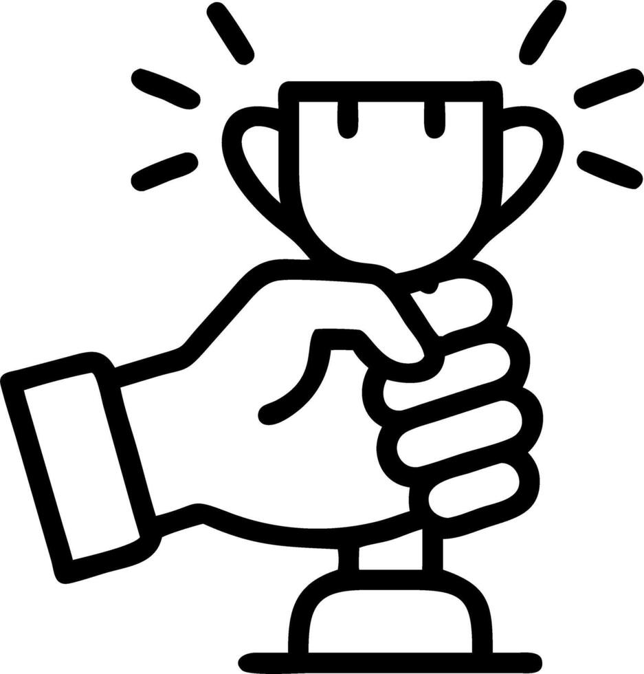 Macro of a young entrepreneurs hand holding a trophy for business success vector