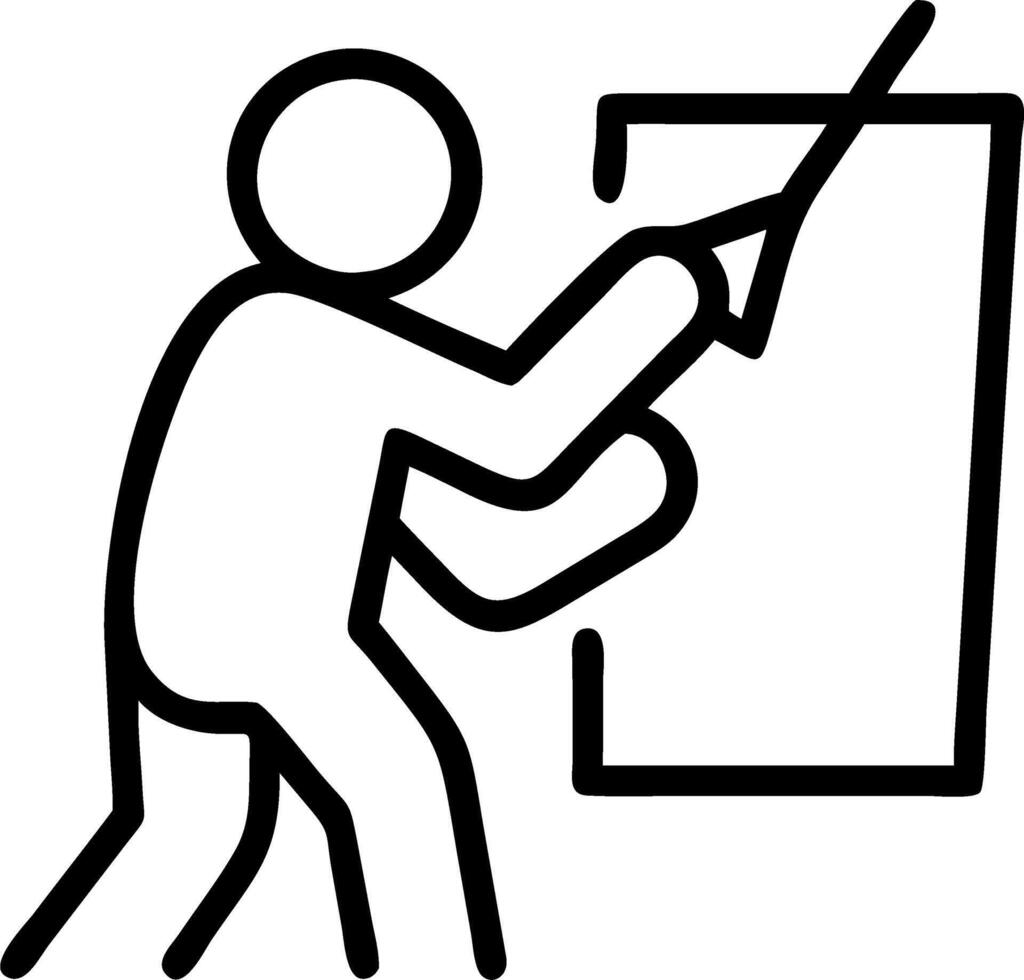Person experiencing a moment of clarity while painting on a large mural with copy space vector