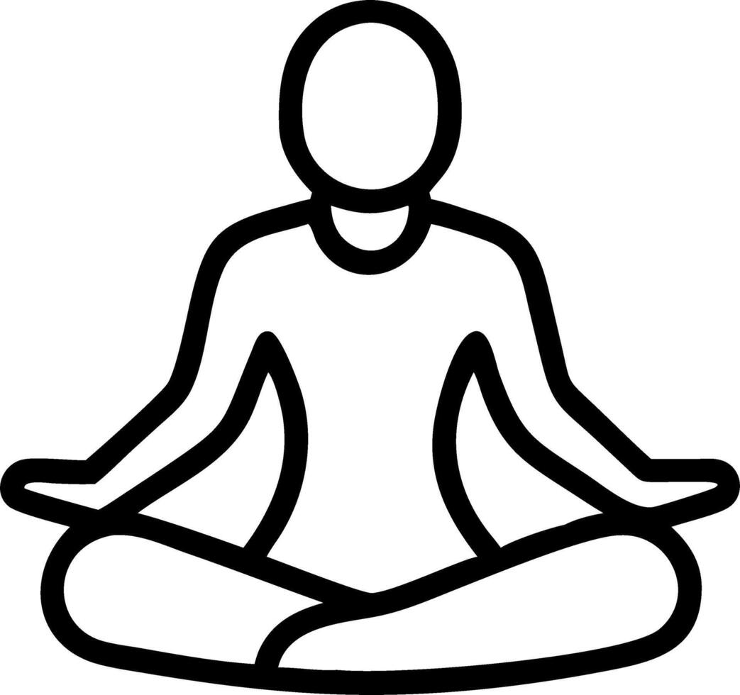 Person sitting in lotus position on sandy beach with copy space vector