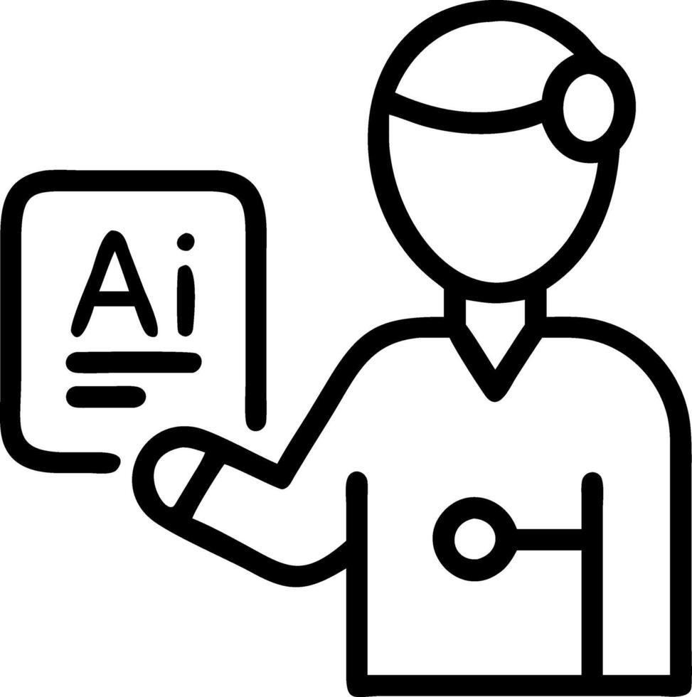 Pharmacist using AI powered system to verify prescriptions vector