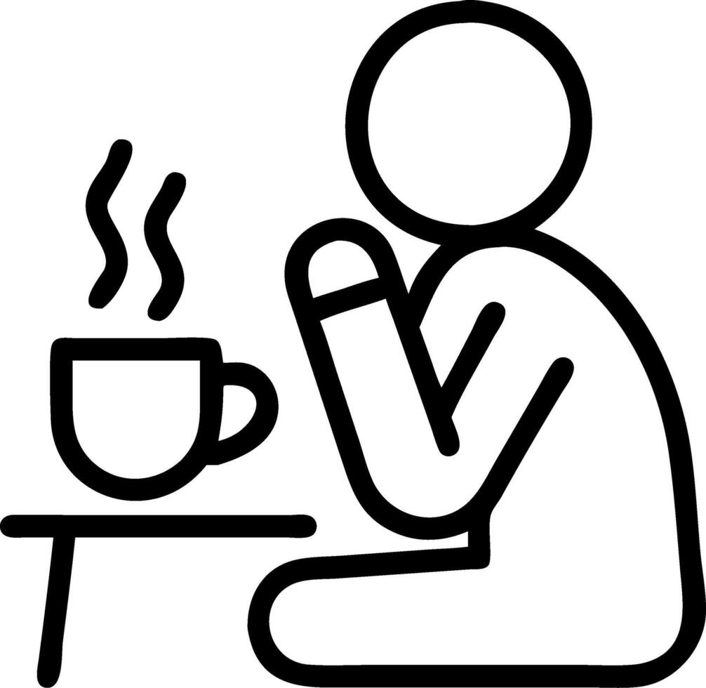Person having a sudden realization while enjoying a cup of coffee in a cafe with copy space vector