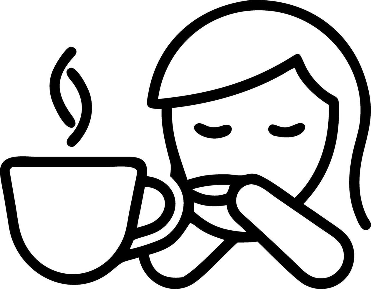 Person sipping herbal tea in a tranquil kitchen copy space on left vector