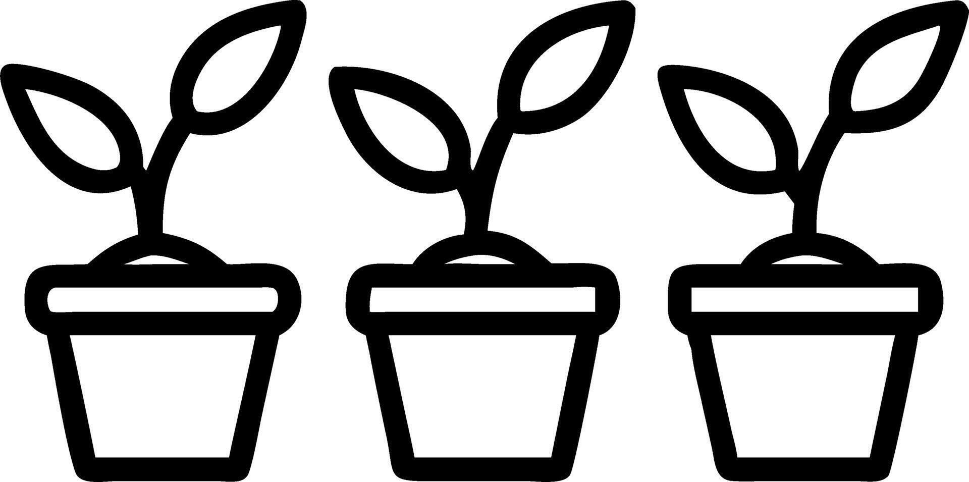 Herb seedlings growing in glossy black pots on plain background vector