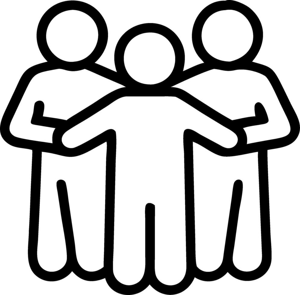 Group of graduates hugging in plain garden copy space on right vector