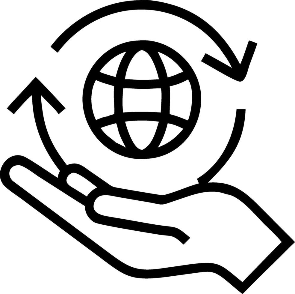 Hand Holding a Globe with Green Arrows vector