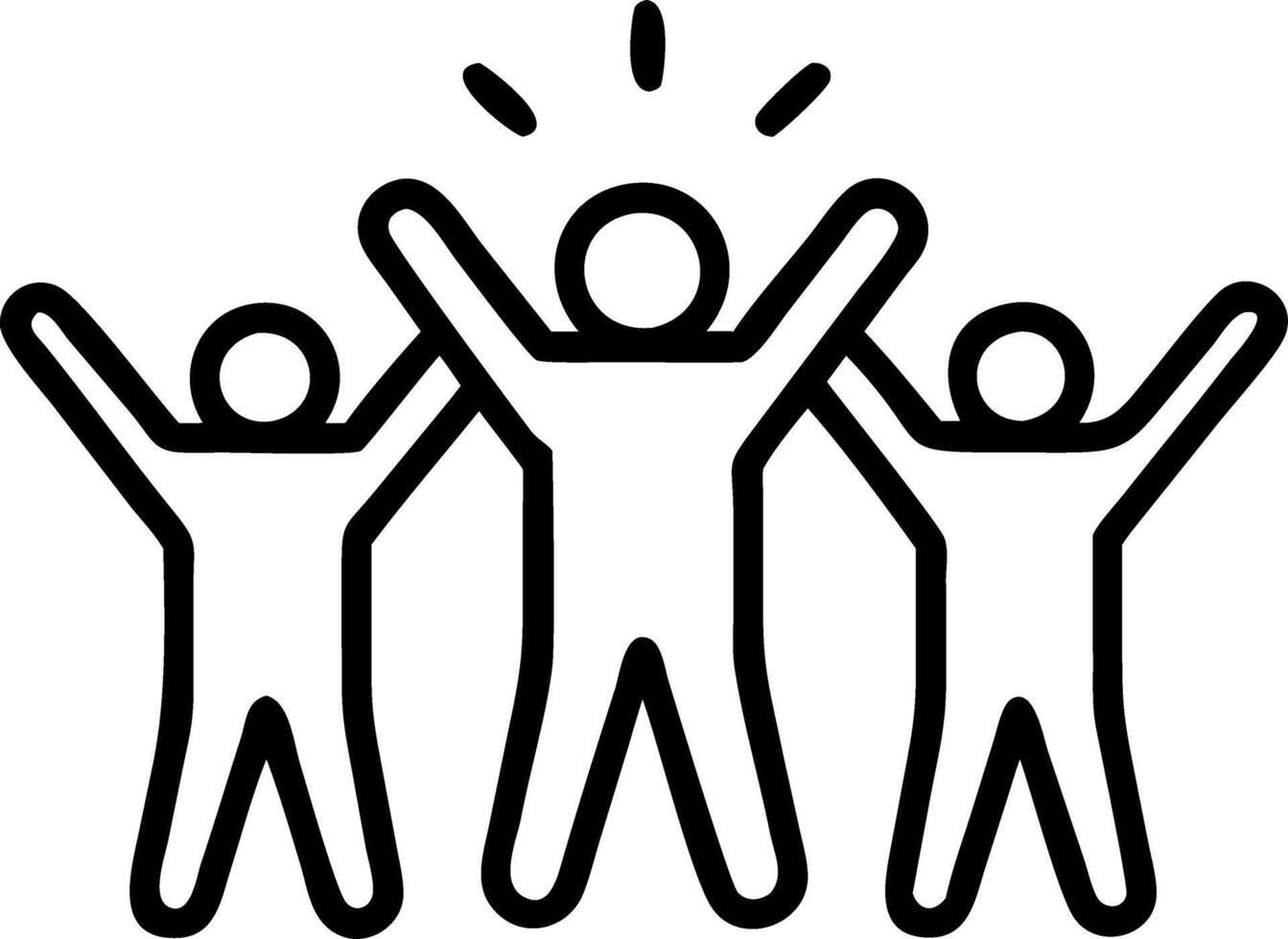 Group of coworkers celebrating a project success and experiencing collective realization with copy space vector