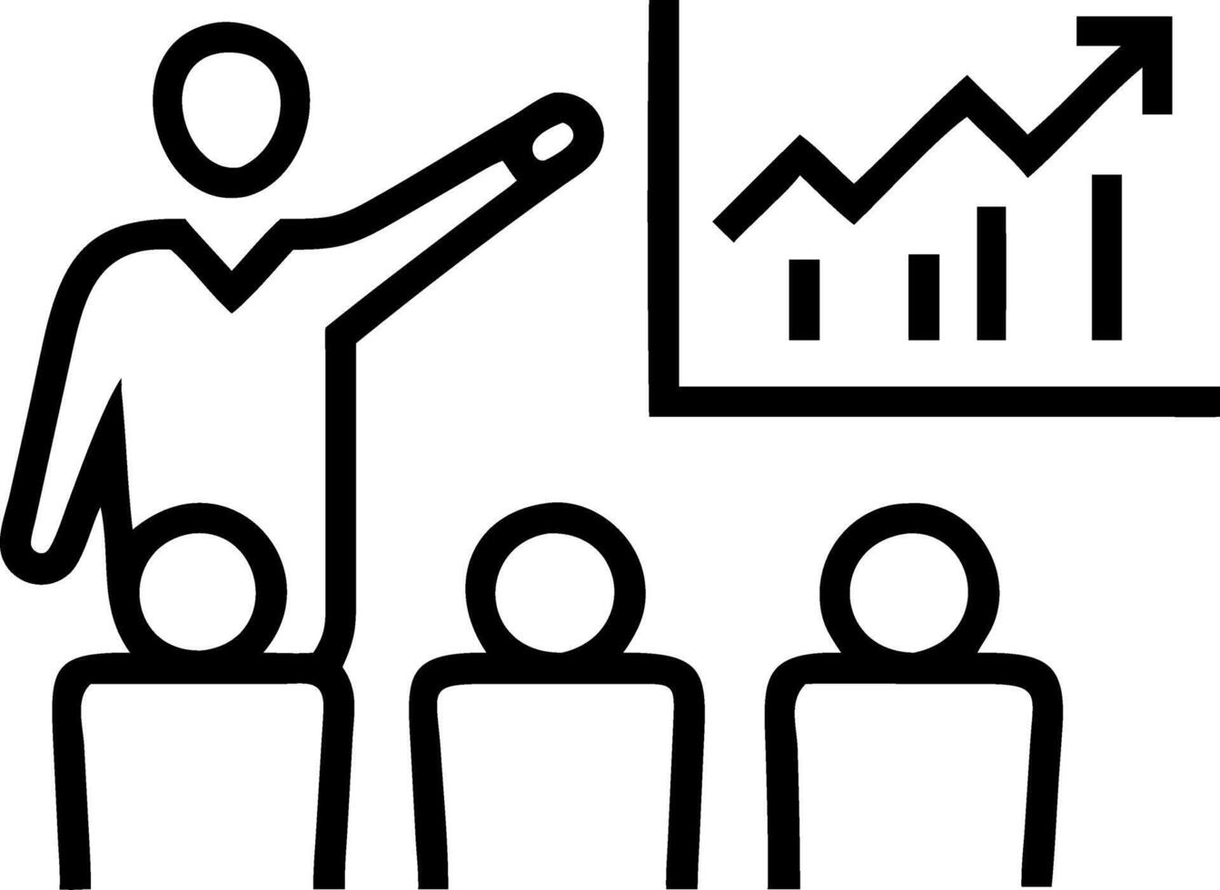 Investor showing stock market graph to team with positive gestures vector