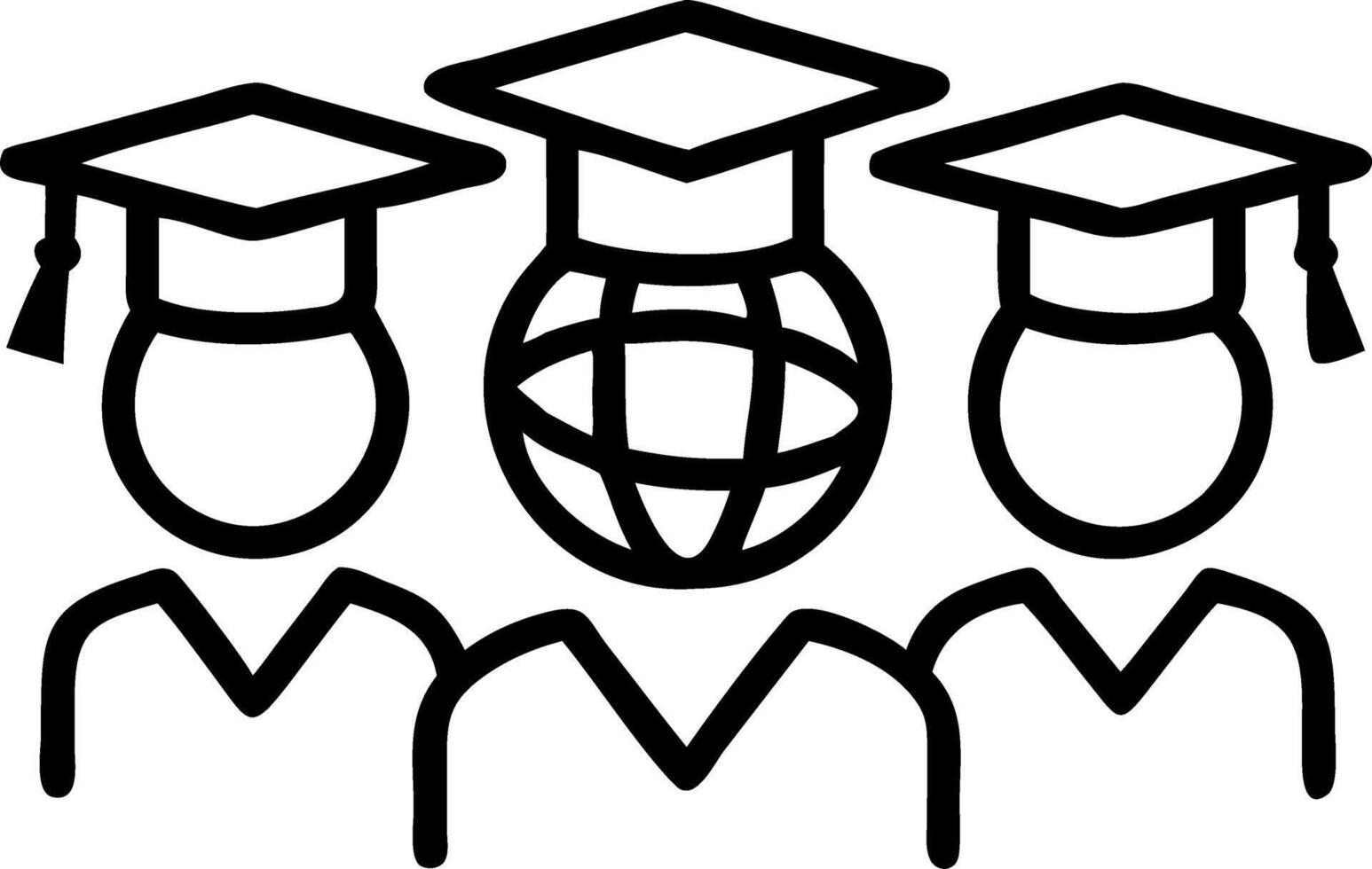 International students at graduation ceremony with copy space vector