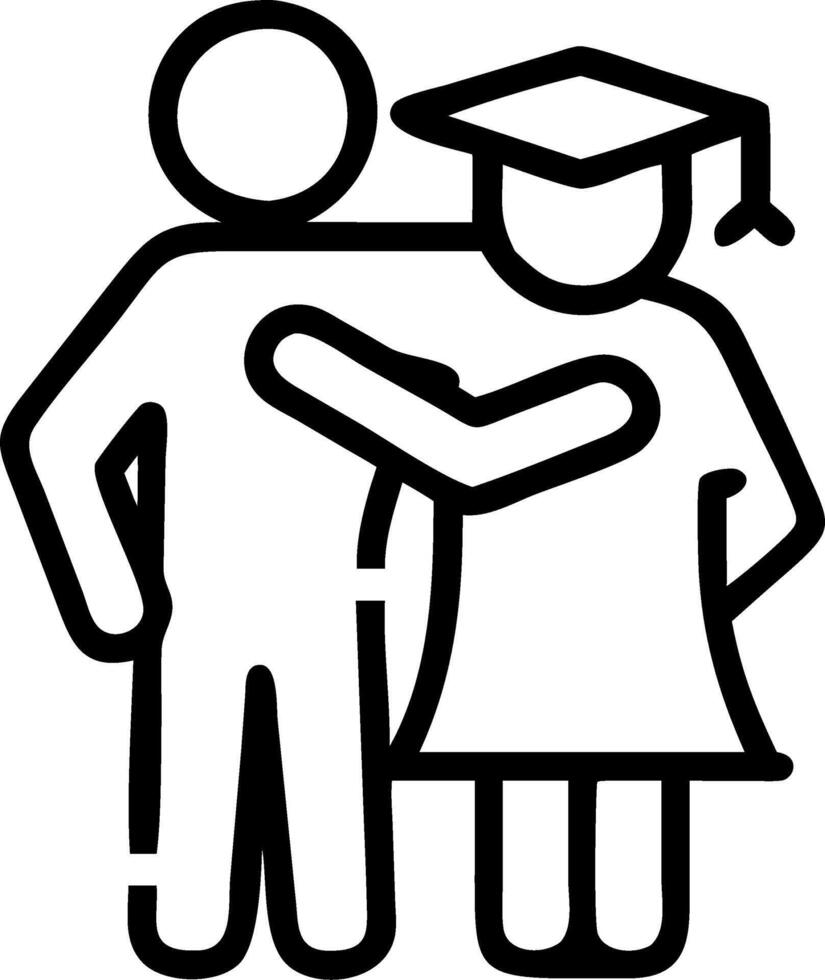 Graduate and family members hugging outdoors copy space on right vector
