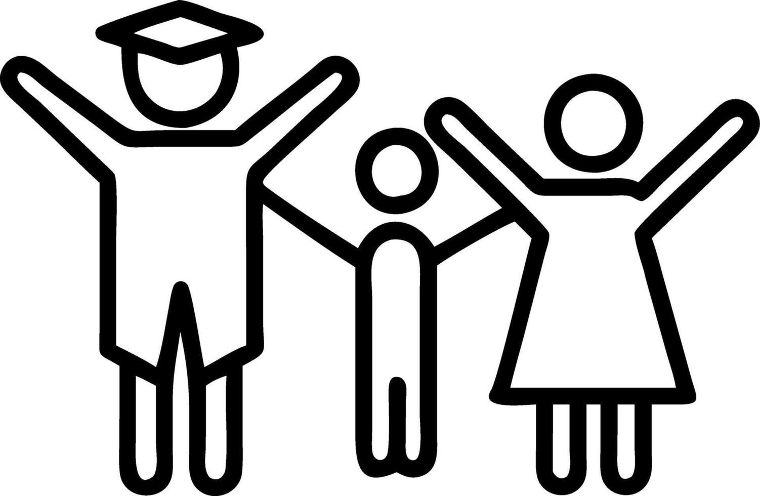 Graduate and family members enjoying outdoor celebration copy space on left vector