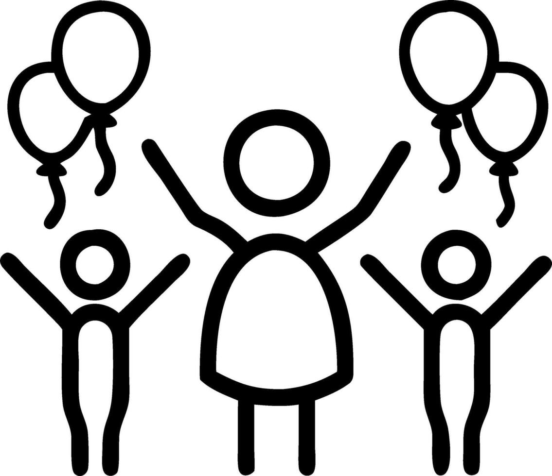 Graduate and family celebrating with balloons indoors copy space on right vector