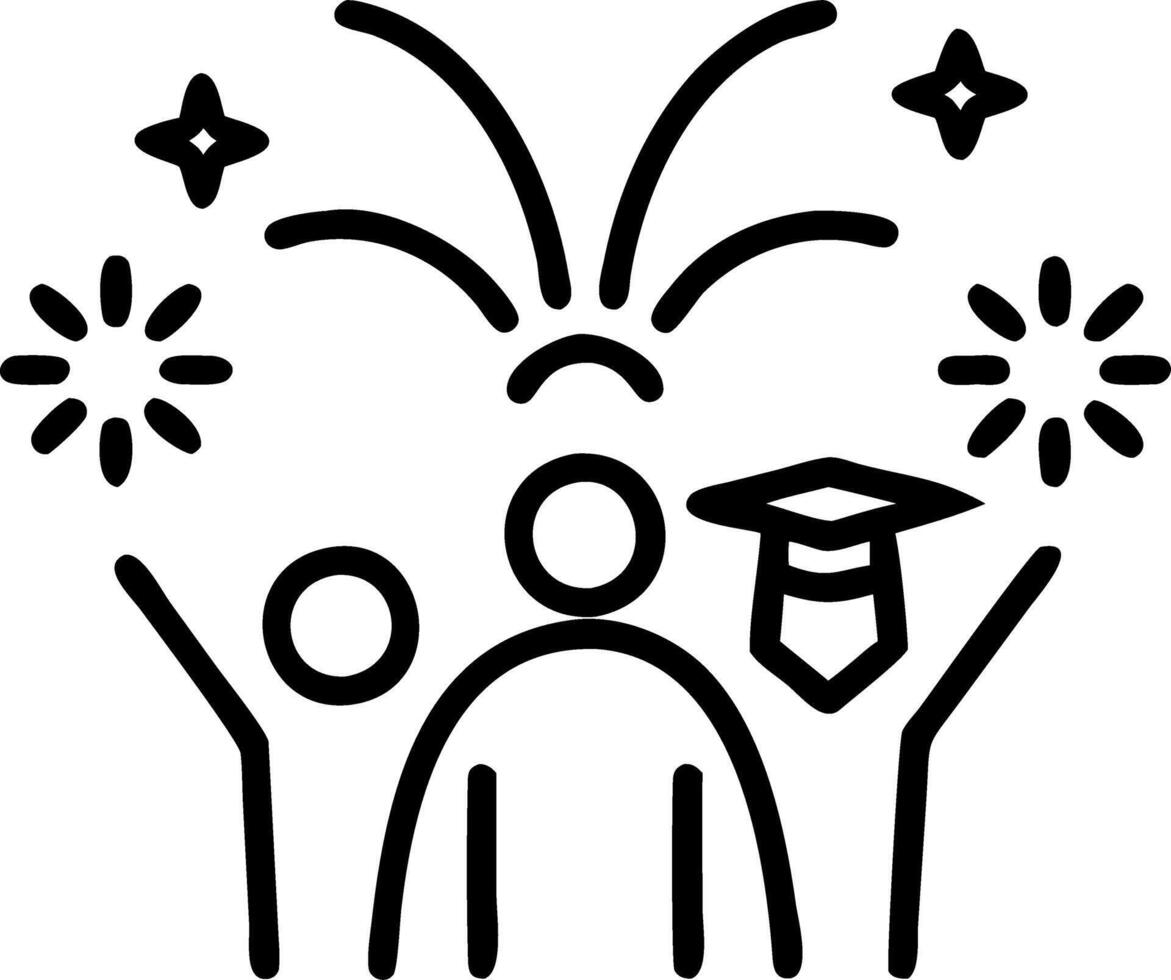 Graduate and friends enjoying outdoor fireworks celebration copy space on right vector