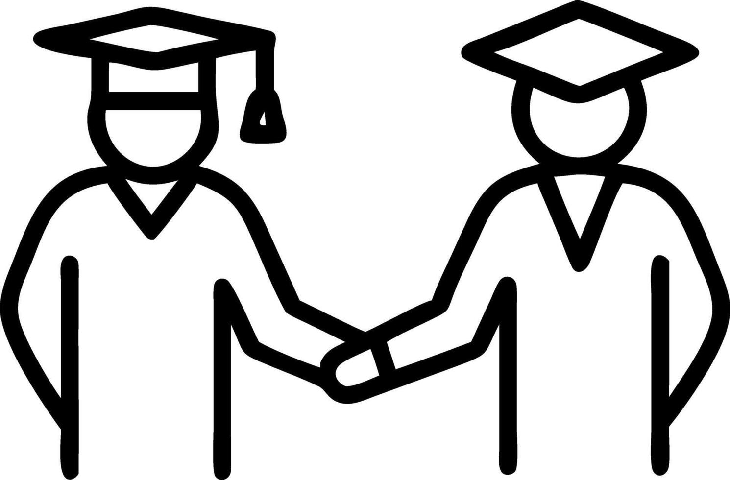 Graduate and mentor shaking hands in ceremony copy space on left vector