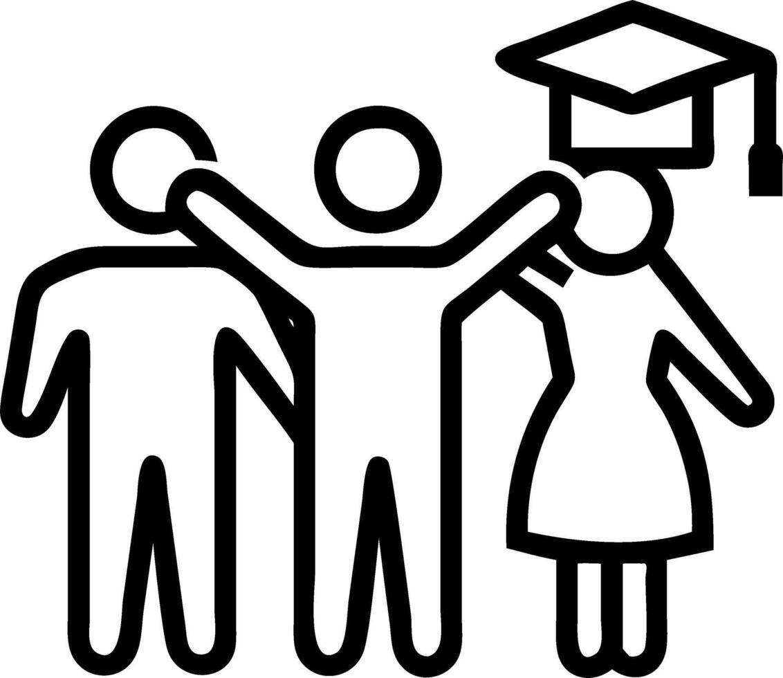 Graduate and family taking photo together in candid moment copy space on right vector