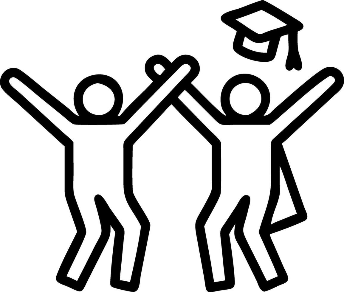 Graduate celebrating with friends on rooftop copy space on left vector