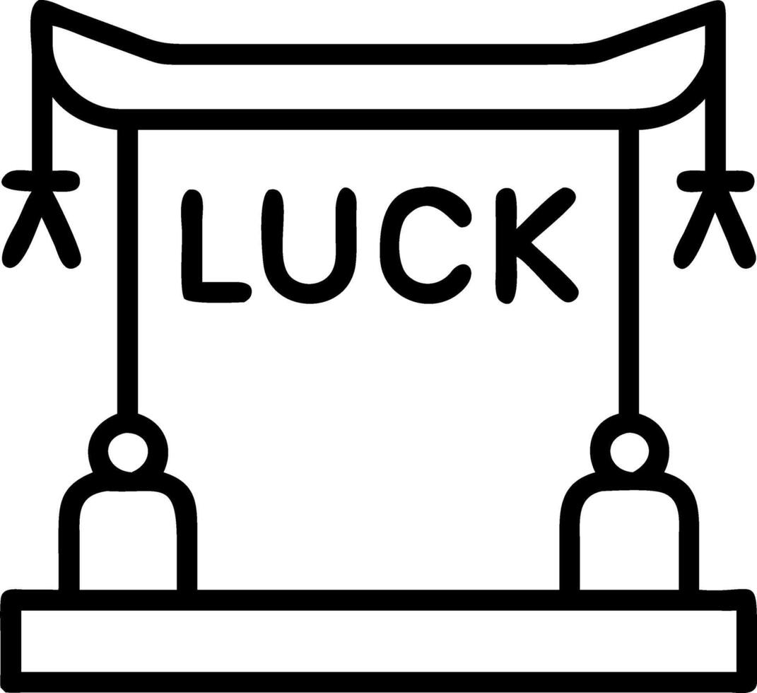 Golden podium with red tassels and Luck wording ample copy space below vector