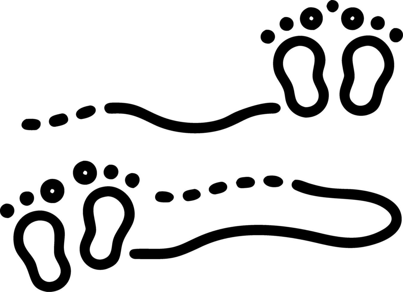 Glossy background featuring footprints in the sand leading toward the horizon copy space above vector