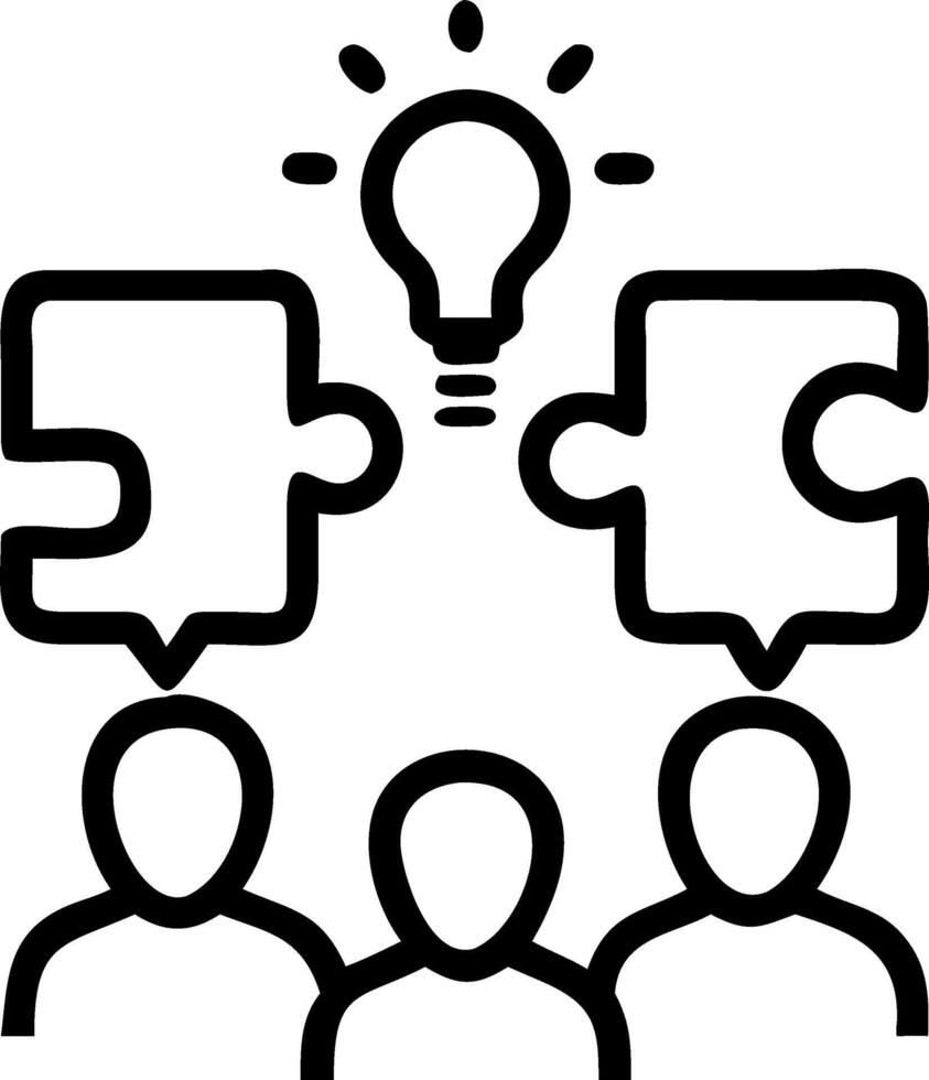 Futuristic portrait of team members solving a puzzle with digital overlays symbolizing forward thinking collaboration copy space on bottom Set 6 vector