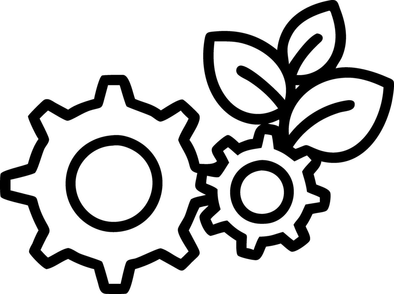 Gears with green leaves intertwined vector