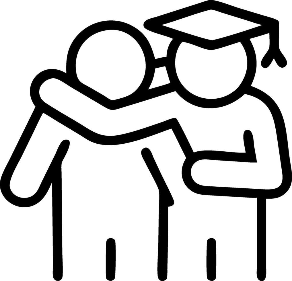 Friends hugging graduate after ceremony in candid moment copy space on left vector